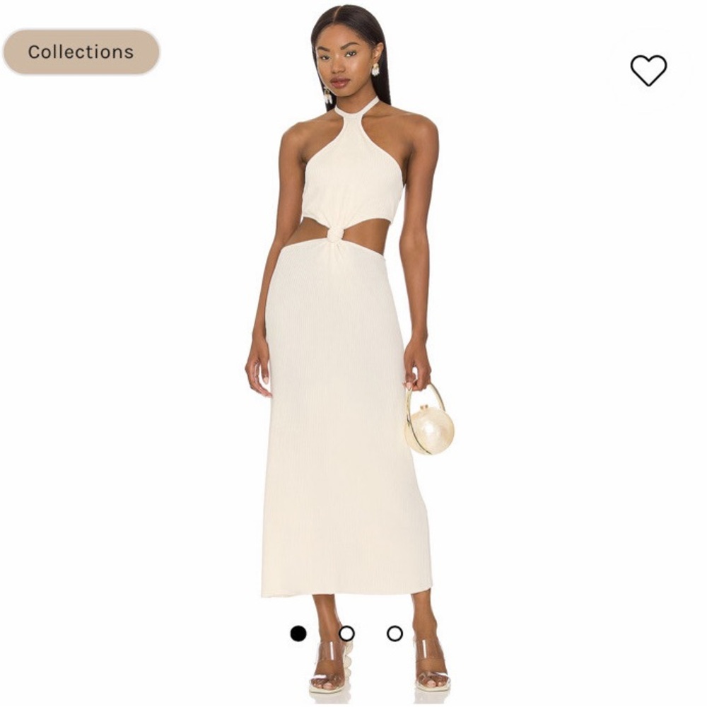 cult gaia Cream Halter Knot-Front Midi Dress